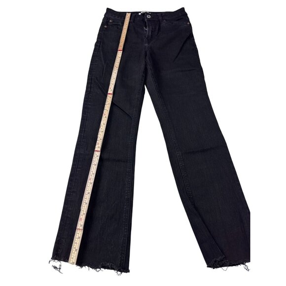 H&M High-Waisted Black Wide-Leg Frayed Hem Jeans - Picture 3 of 11